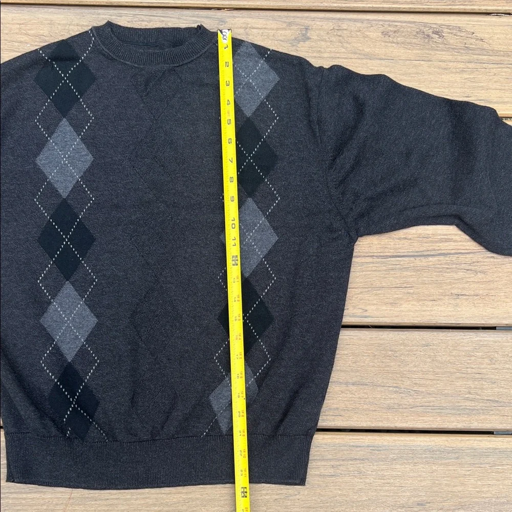 Men’s Argyle Pullover Sweater Vintage Preppy Knit Diamond Pattern Soft Casual